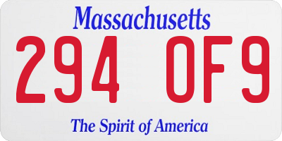 MA license plate 294OF9