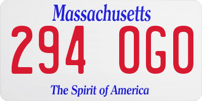 MA license plate 294OG0