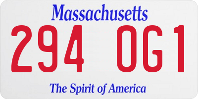 MA license plate 294OG1