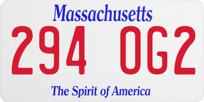 MA license plate 294OG2
