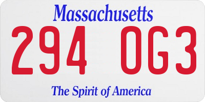 MA license plate 294OG3