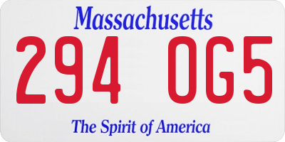 MA license plate 294OG5