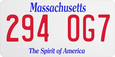 MA license plate 294OG7