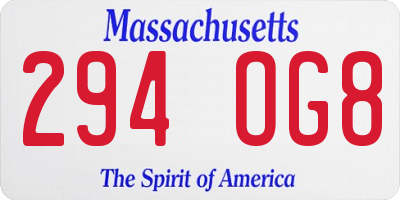 MA license plate 294OG8