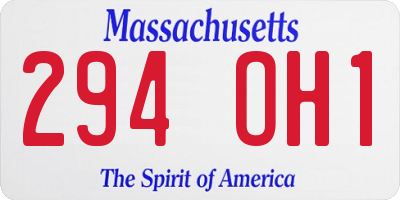 MA license plate 294OH1