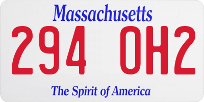 MA license plate 294OH2