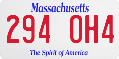 MA license plate 294OH4