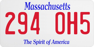 MA license plate 294OH5