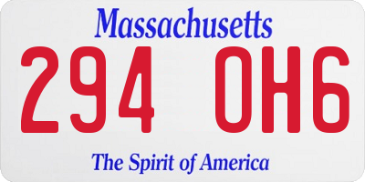 MA license plate 294OH6