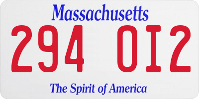 MA license plate 294OI2