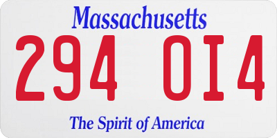 MA license plate 294OI4