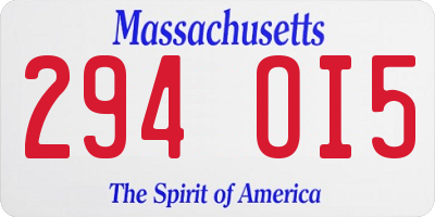 MA license plate 294OI5