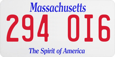 MA license plate 294OI6