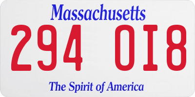 MA license plate 294OI8