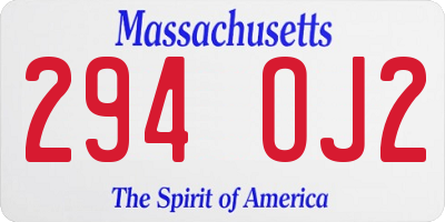 MA license plate 294OJ2