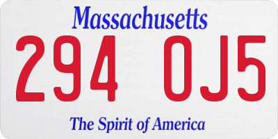 MA license plate 294OJ5