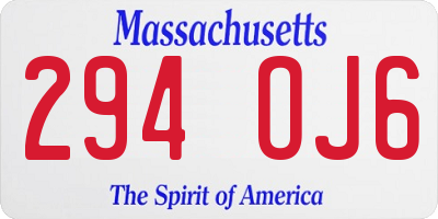 MA license plate 294OJ6