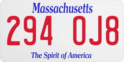 MA license plate 294OJ8