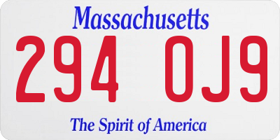 MA license plate 294OJ9