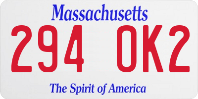 MA license plate 294OK2