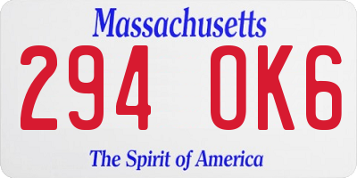 MA license plate 294OK6