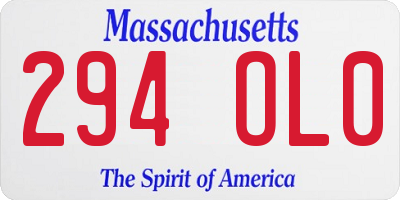 MA license plate 294OL0