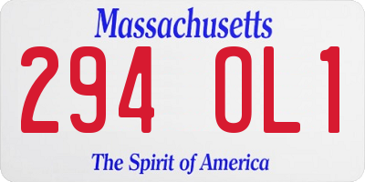 MA license plate 294OL1