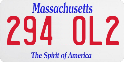 MA license plate 294OL2