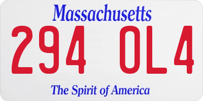 MA license plate 294OL4