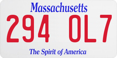 MA license plate 294OL7