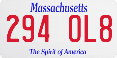 MA license plate 294OL8