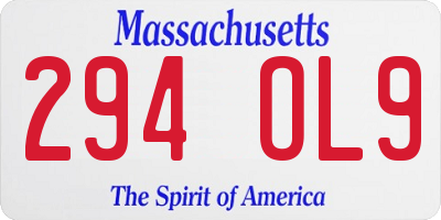 MA license plate 294OL9