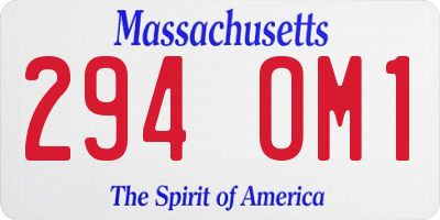 MA license plate 294OM1
