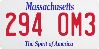 MA license plate 294OM3
