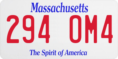 MA license plate 294OM4