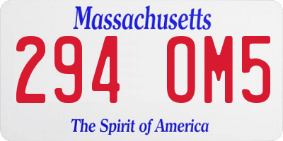MA license plate 294OM5