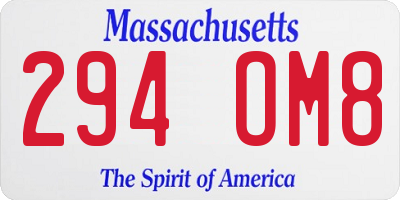 MA license plate 294OM8