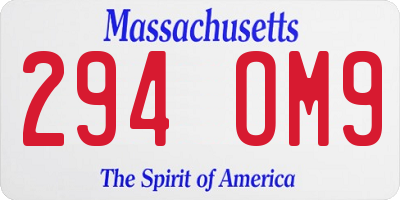 MA license plate 294OM9