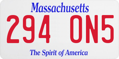 MA license plate 294ON5