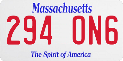 MA license plate 294ON6