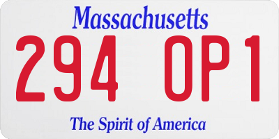 MA license plate 294OP1