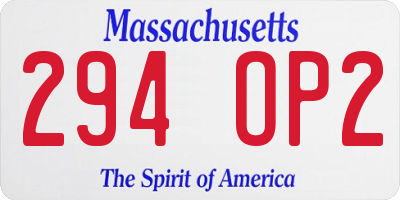 MA license plate 294OP2