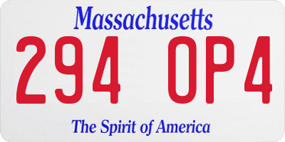MA license plate 294OP4