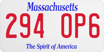 MA license plate 294OP6