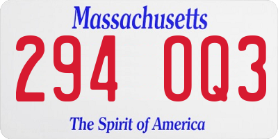 MA license plate 294OQ3