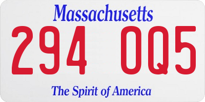 MA license plate 294OQ5
