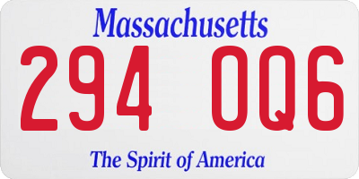 MA license plate 294OQ6