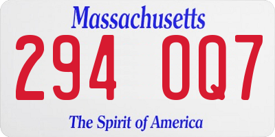 MA license plate 294OQ7