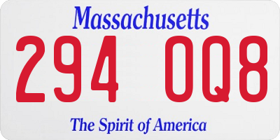 MA license plate 294OQ8
