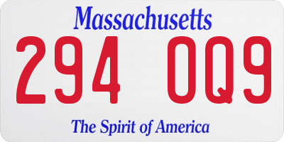MA license plate 294OQ9